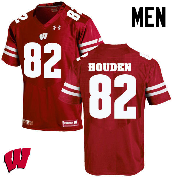 Men Wisconsin Badgers #82 Henry Houden College Football Jerseys-Red - Click Image to Close